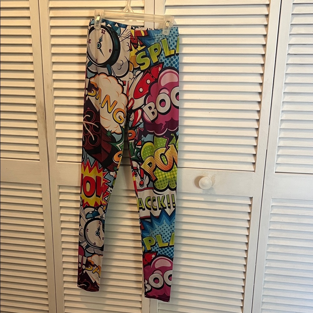 #1049+ Women Colorful Comic Print Leggings - Picture 1 of 10